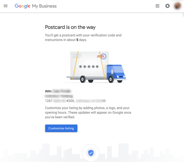 Local SEO - Google Verification PostcardPicture